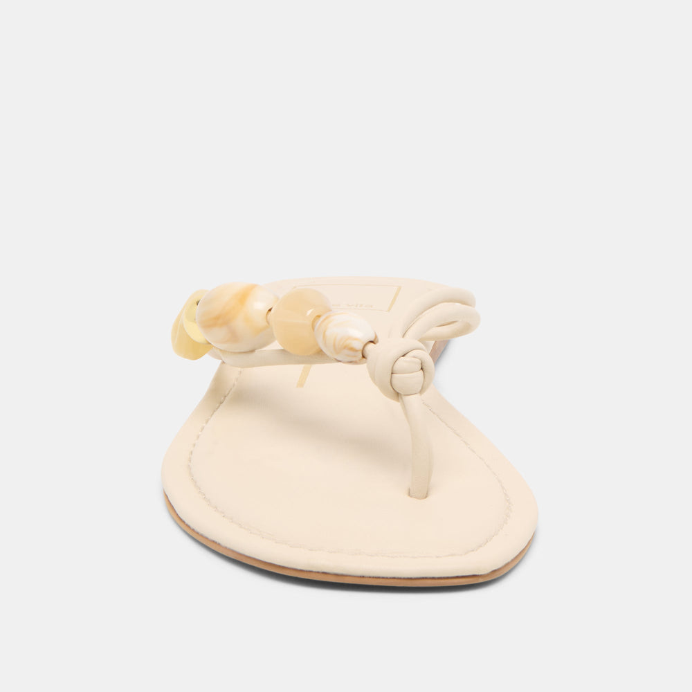 Cely Ivory Leather Sandals