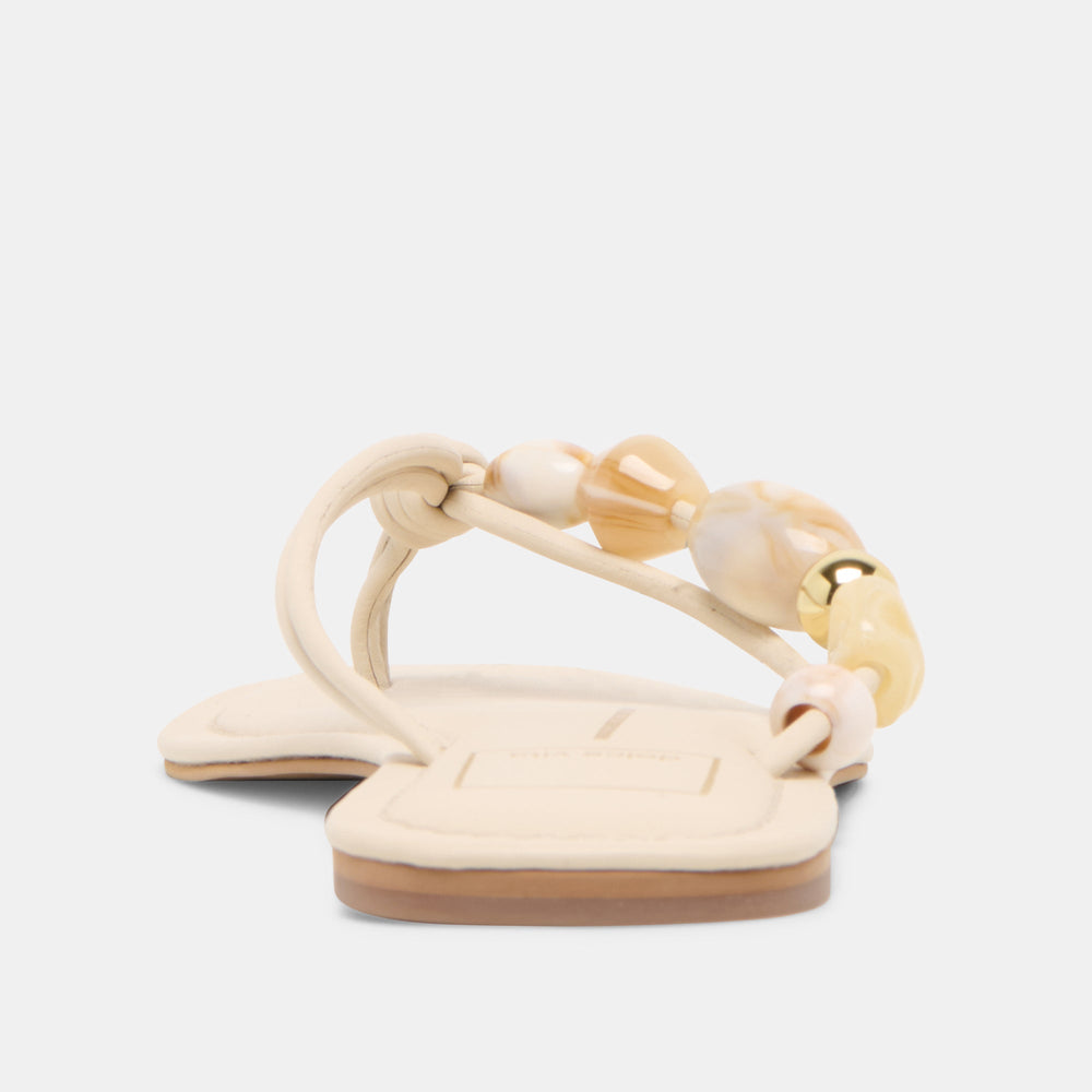 Cely Ivory Leather Sandals