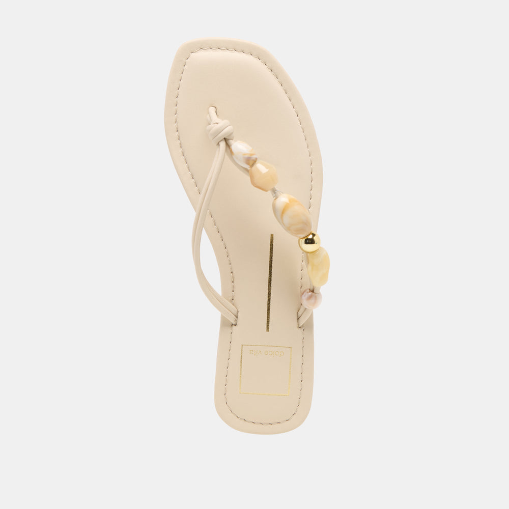 Cely Ivory Leather Sandals