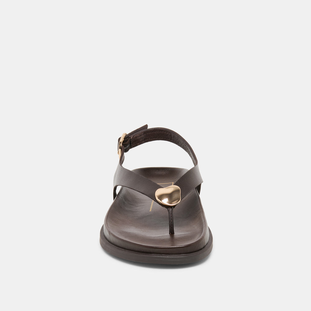 Jony Dk Brown Leather Sandals