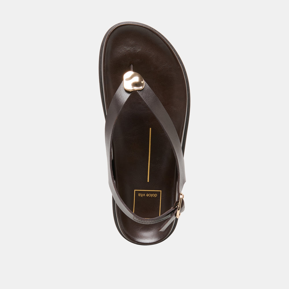 Jony Dk Brown Leather Sandals