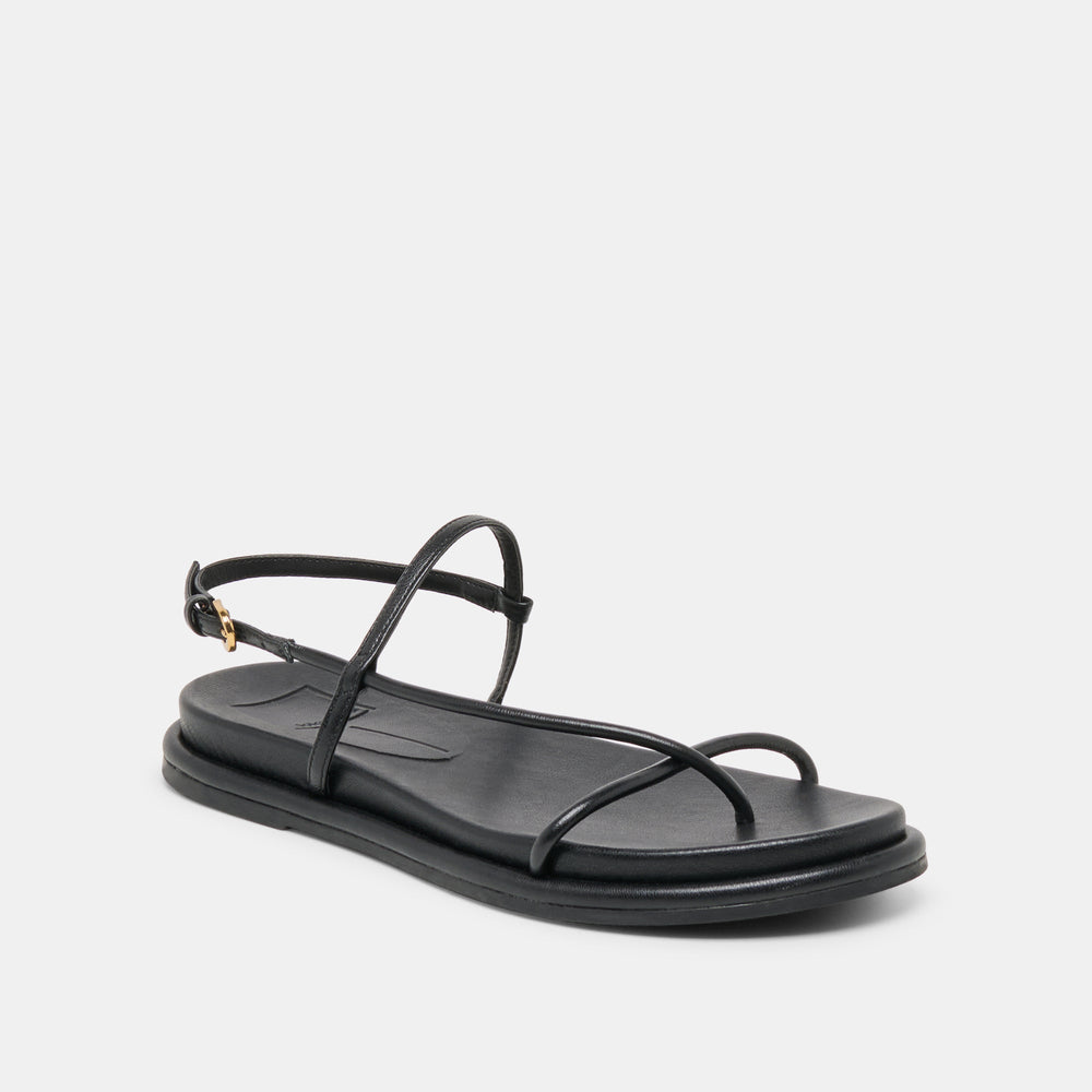 Dom Black Leather Sandals