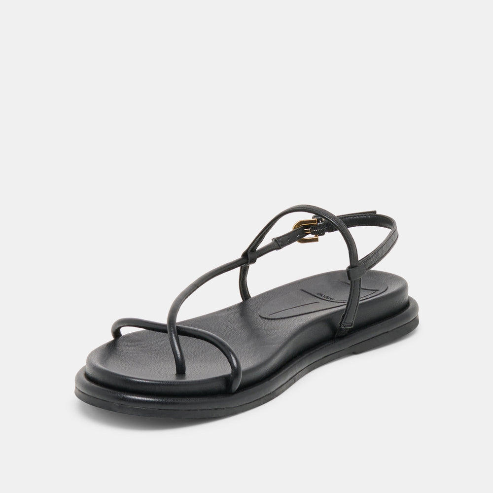 Dom Black Leather Sandals