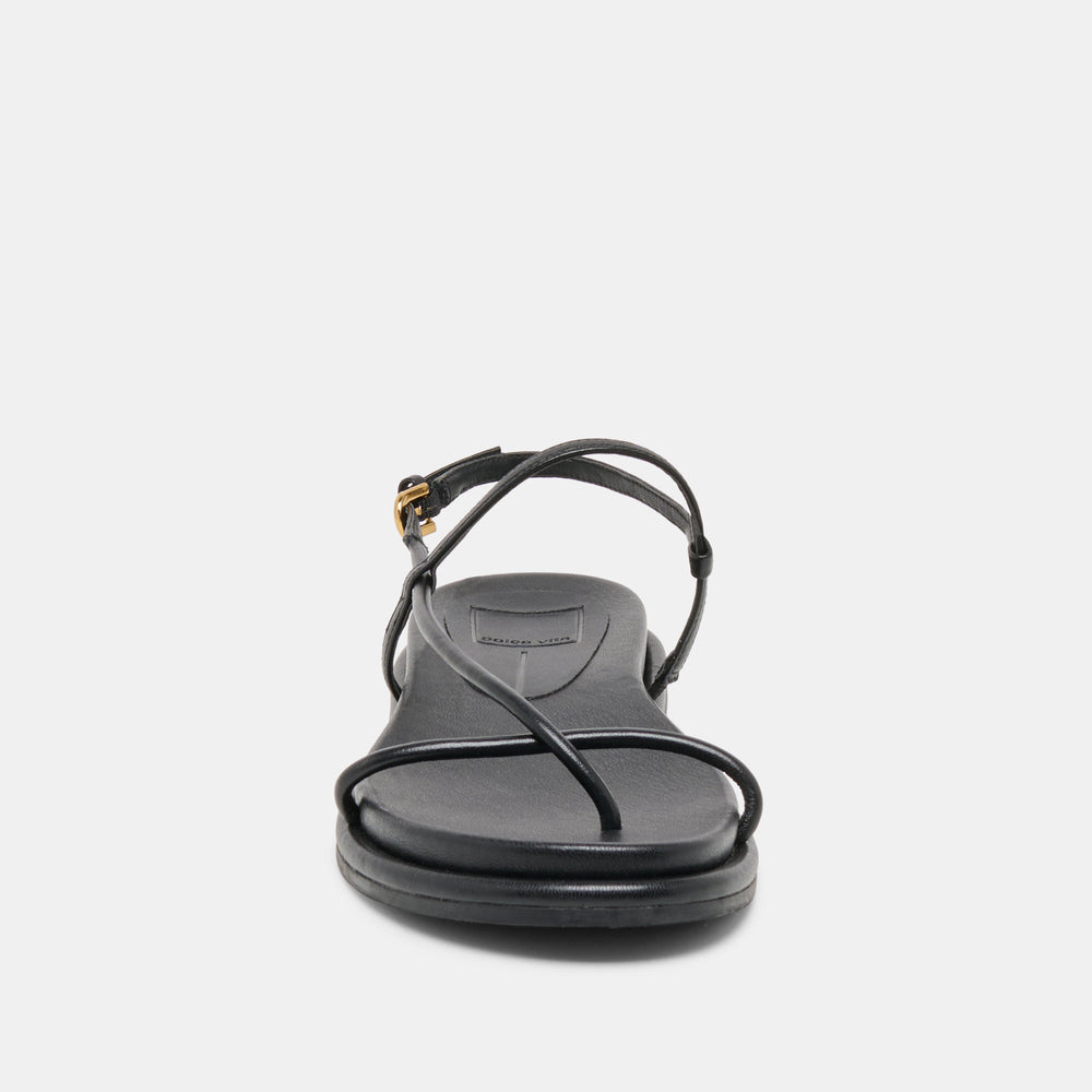 Dom Black Leather Sandals