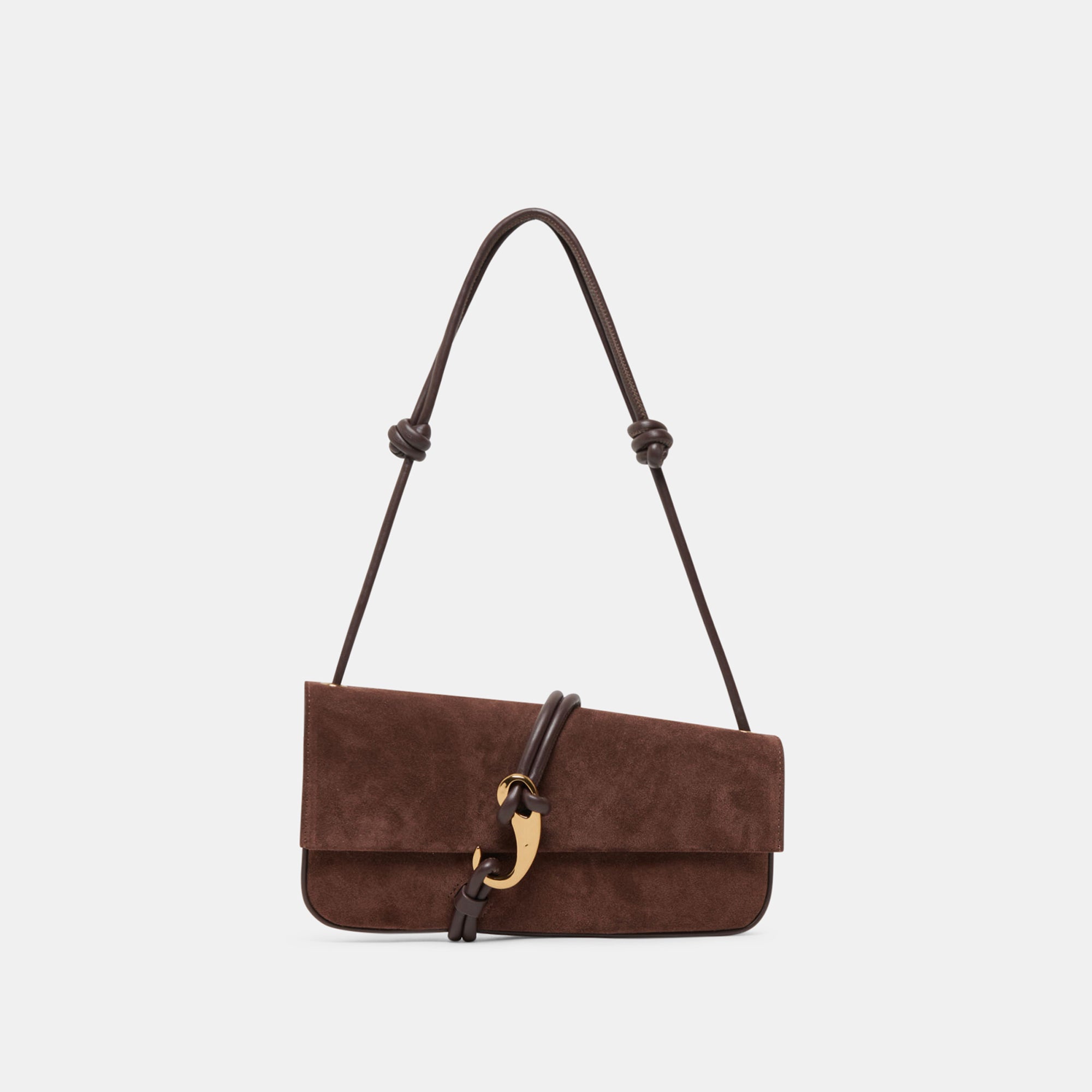 Alice Chocolate Suede Shoulder Bag