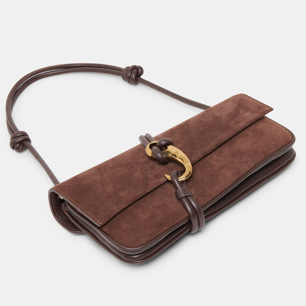 Alice Chocolate Suede Shoulder Bag