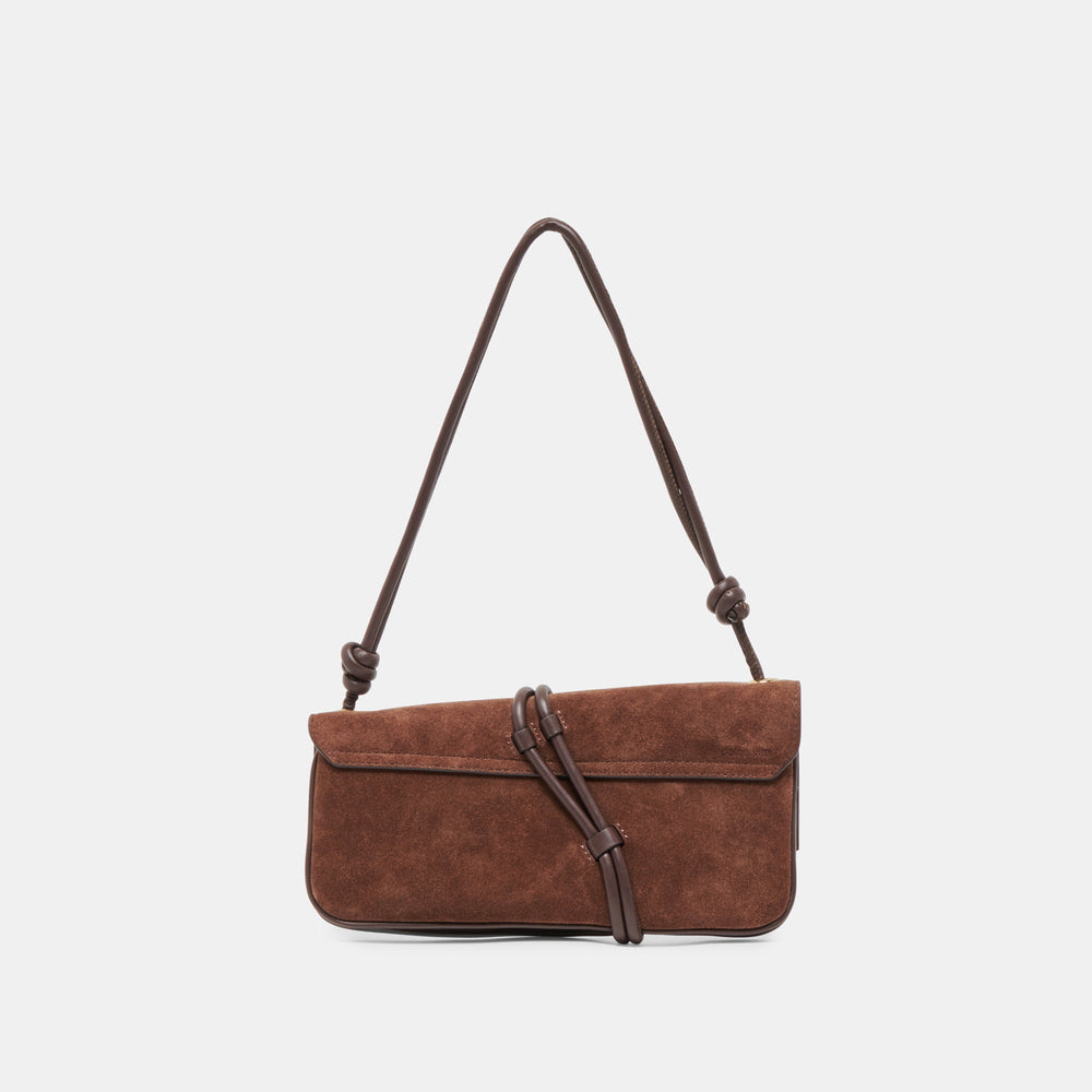 Alice Chocolate Suede Shoulder Bag