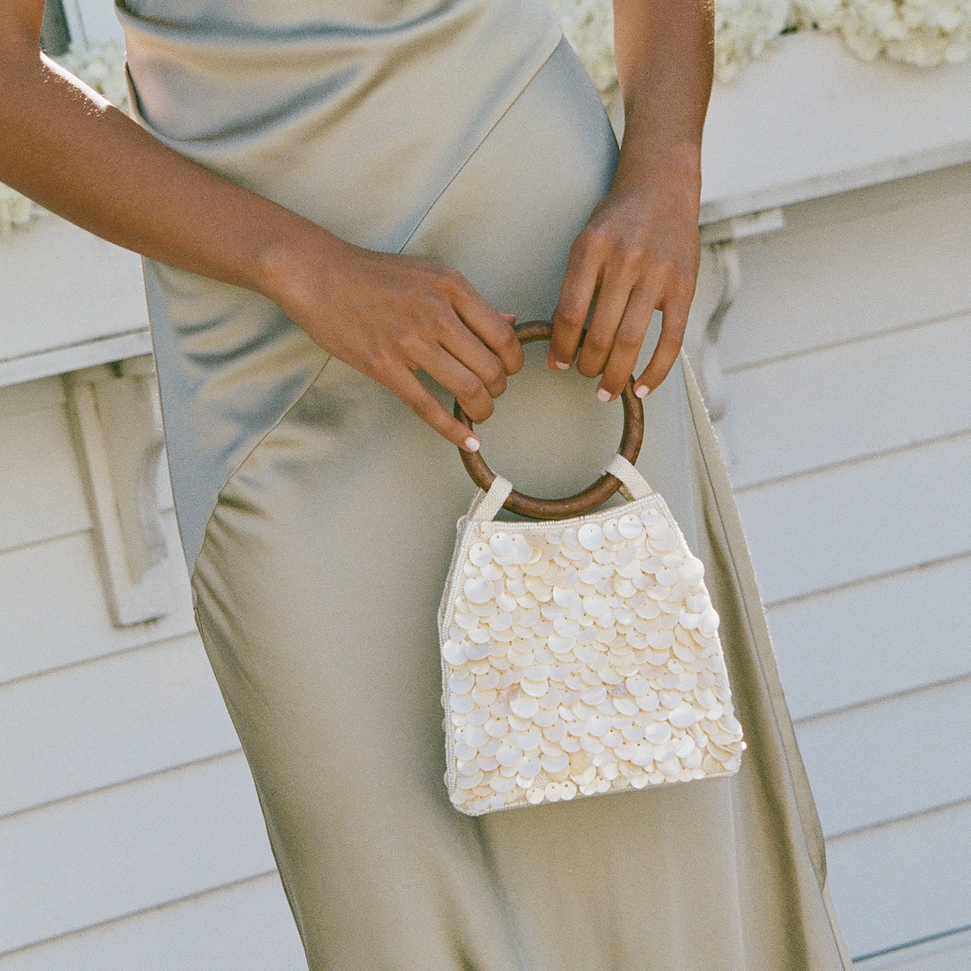 Allegra Natural Sequin Handbag
