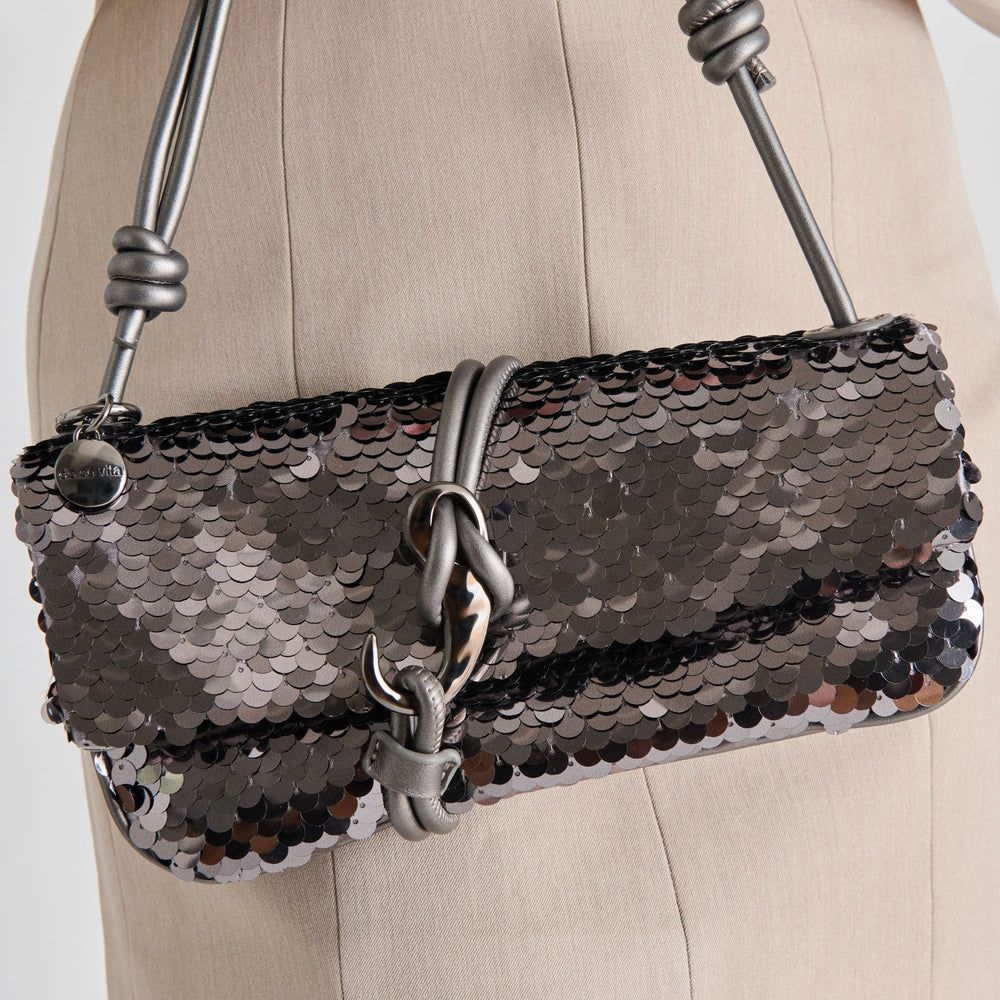 Alice Gunmetal Sequin Shoulder Bag