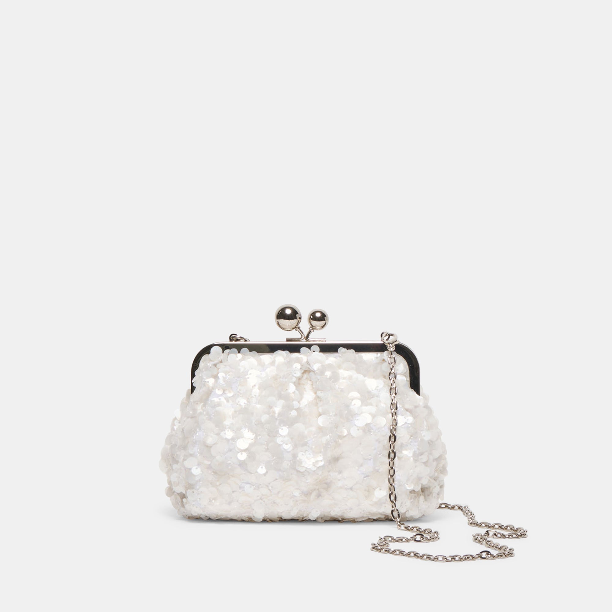 Kendall White Sequin Clutch
