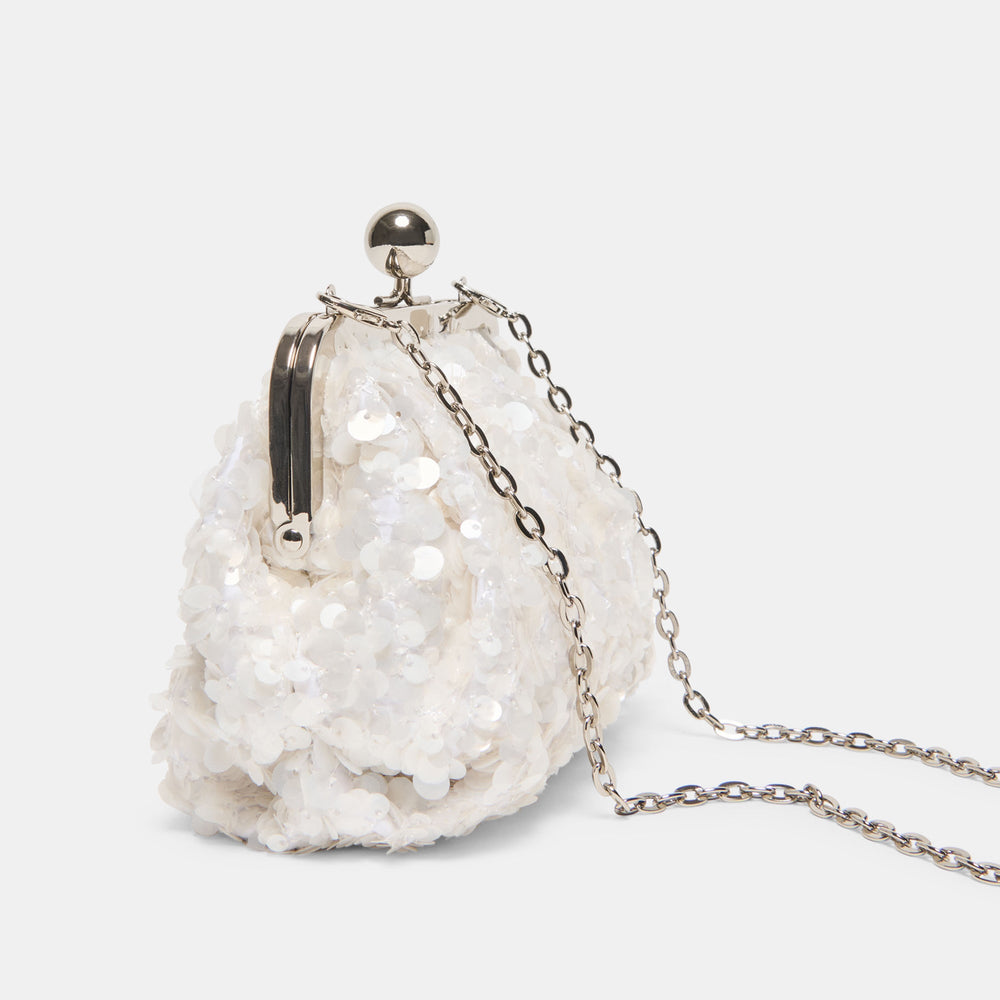 Kendall White Sequin Clutch
