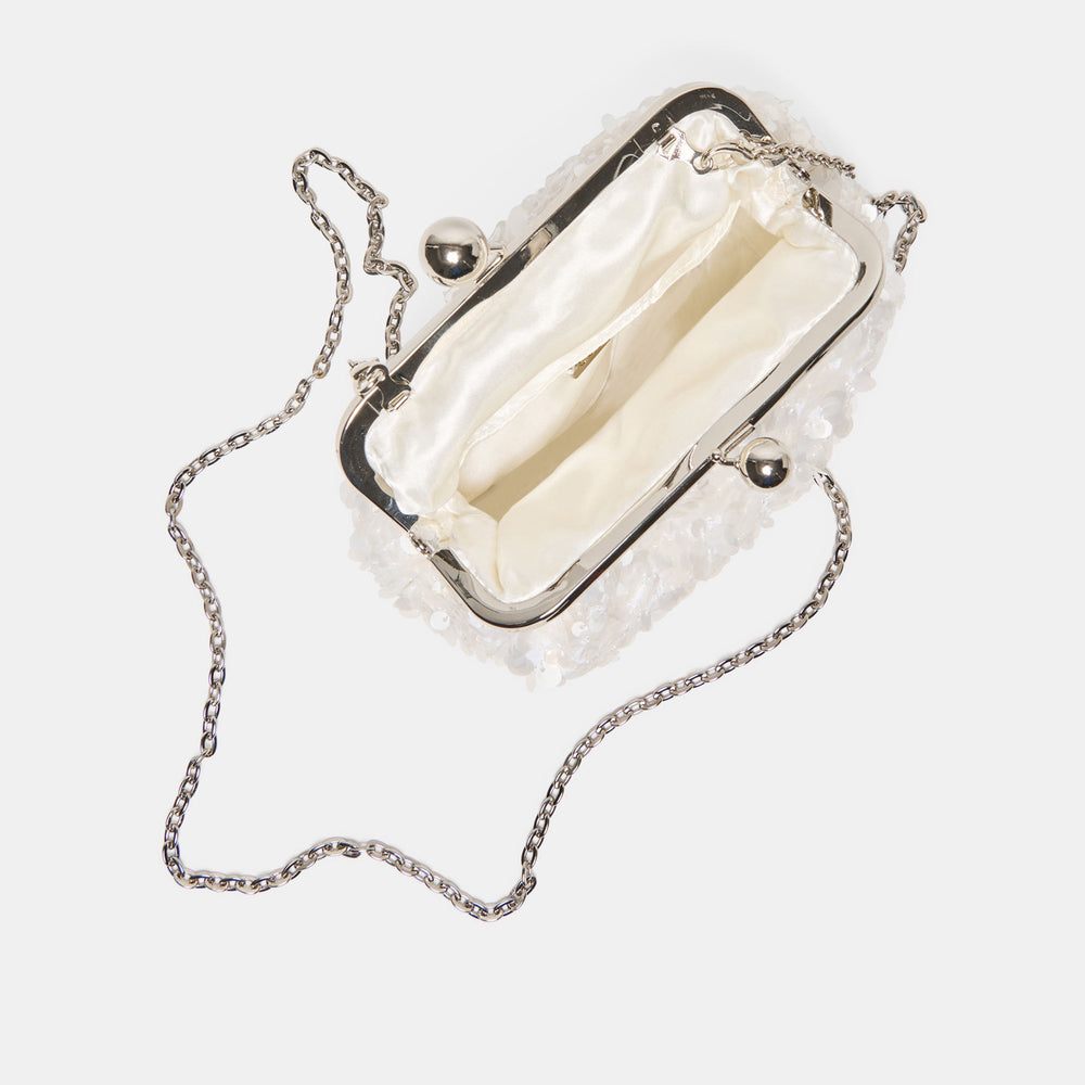 Kendall White Sequin Clutch