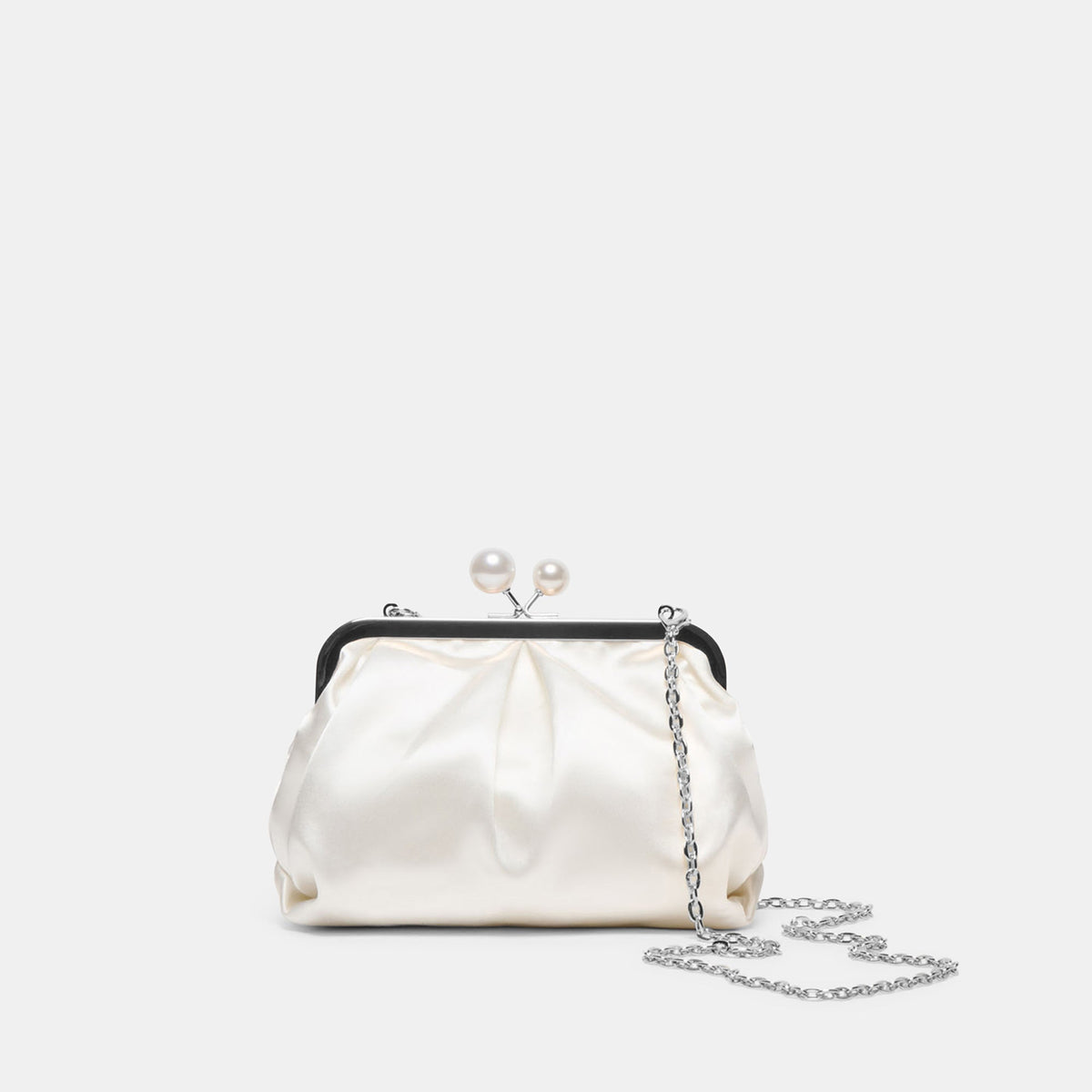Kendall White Satin Clutch