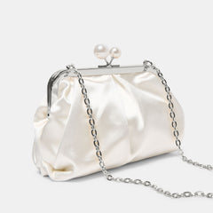 Kendall White Satin Clutch