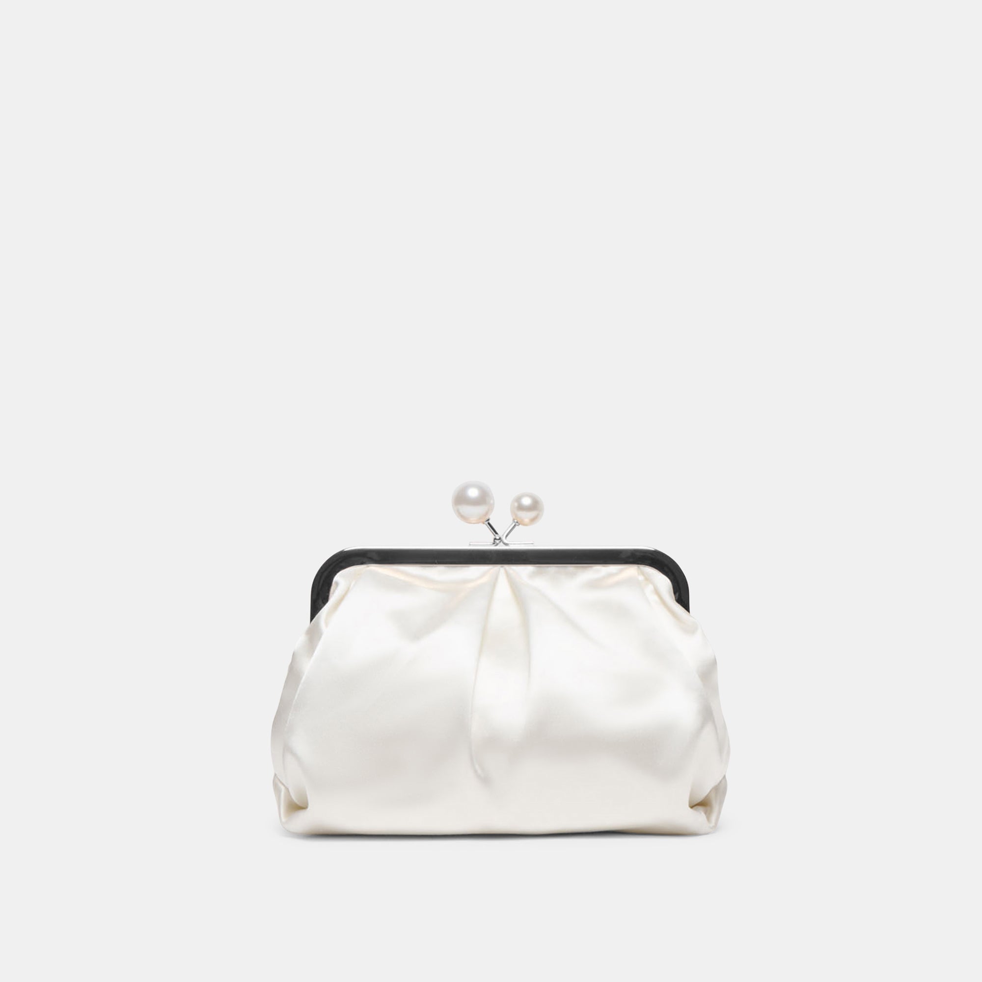 Kendall White Satin Clutch