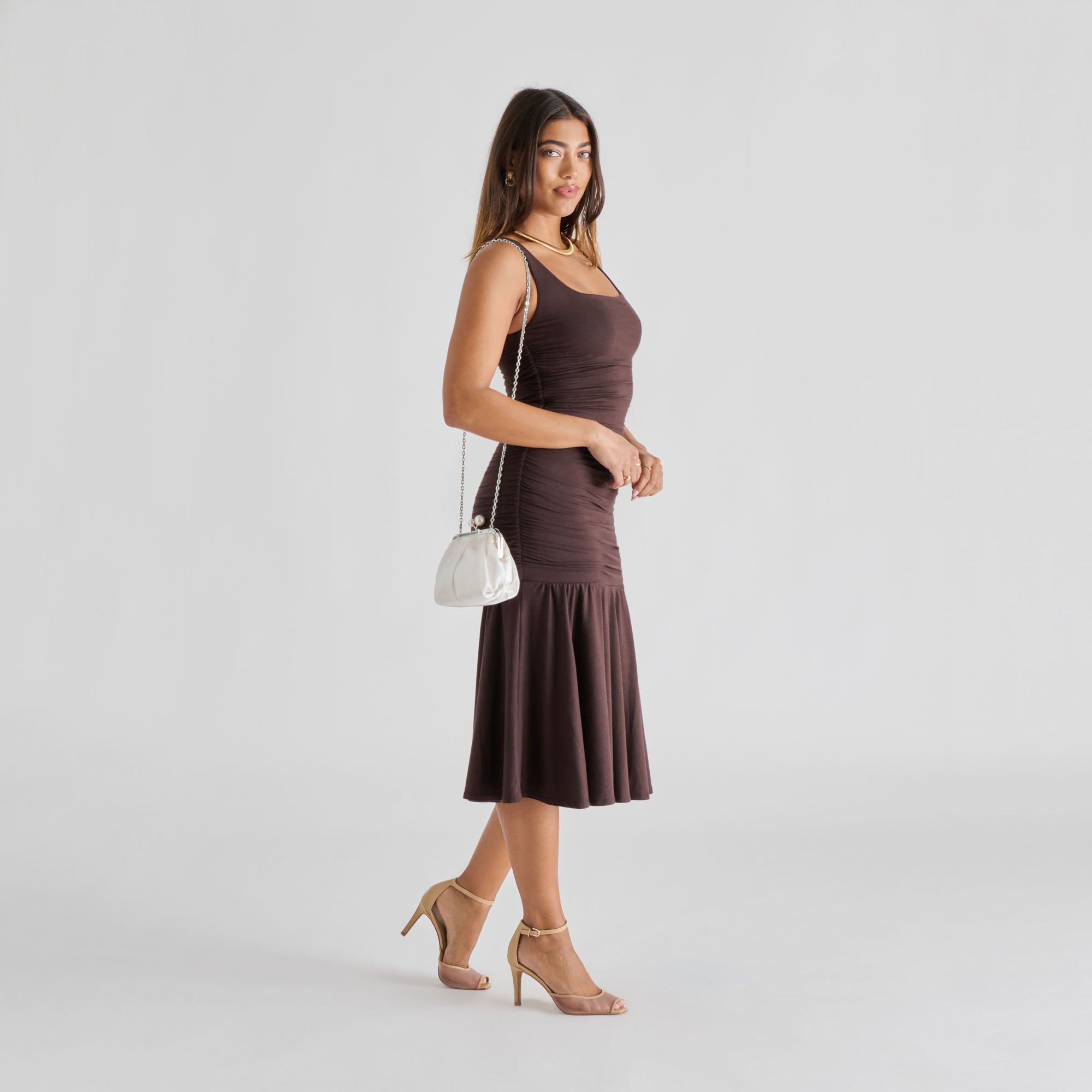 Kendall White Satin Clutch