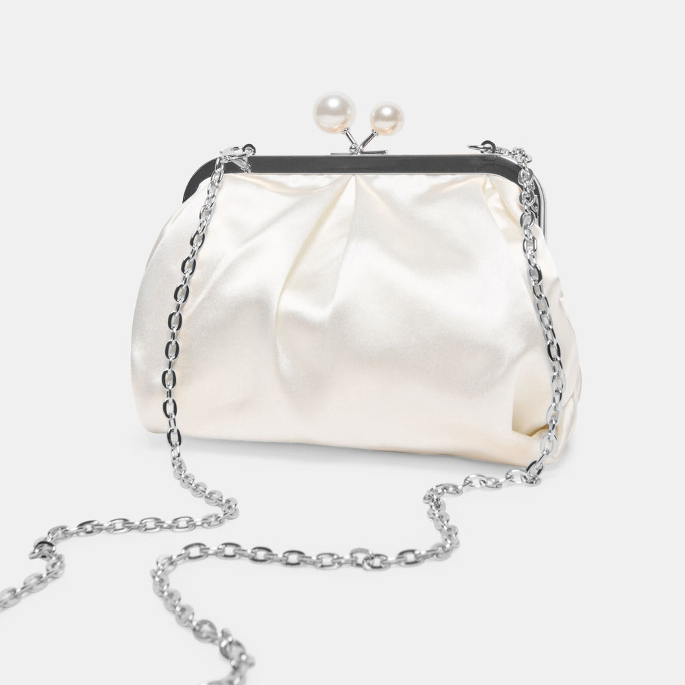 Kendall White Satin Clutch