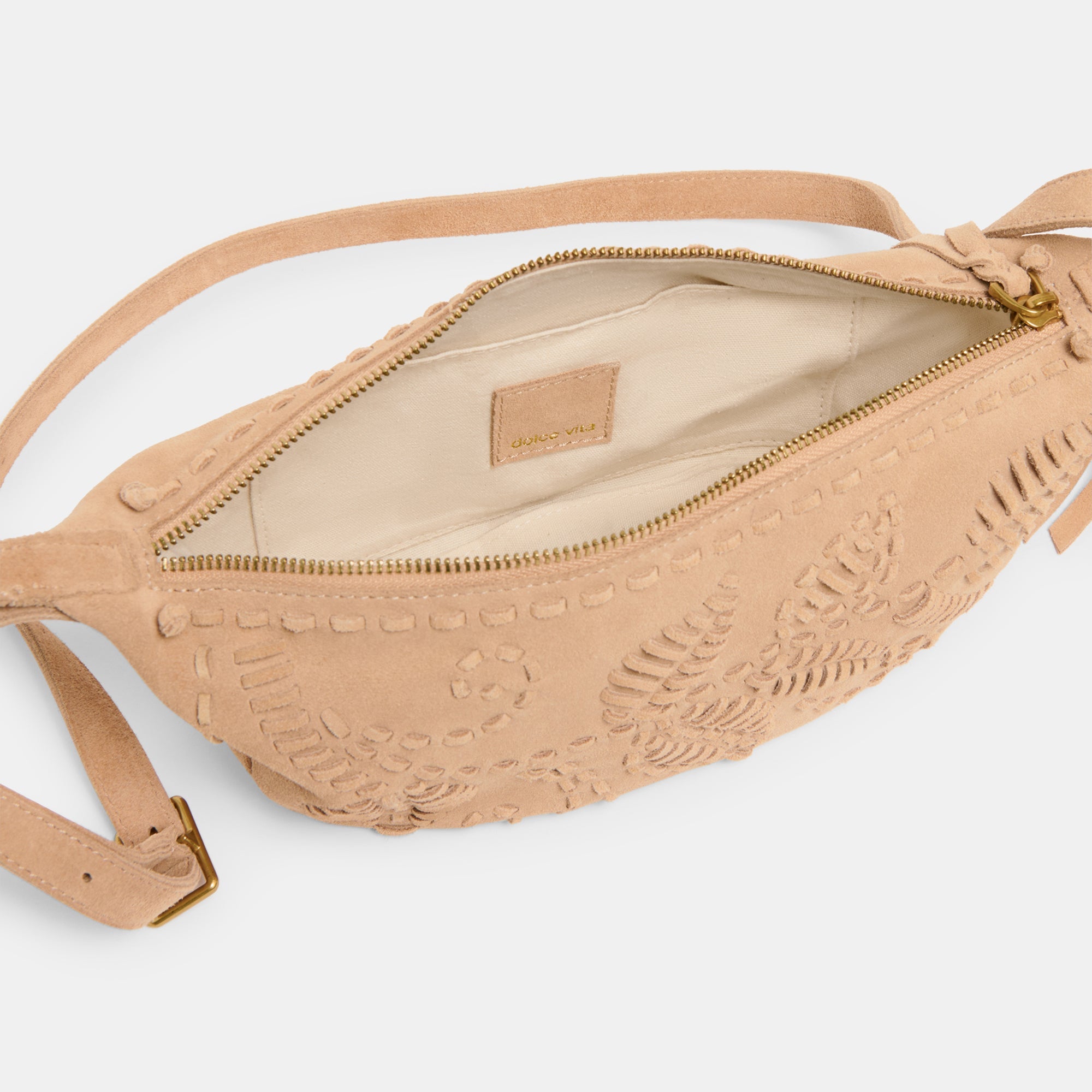 Lipari Beige Suede Crossbody