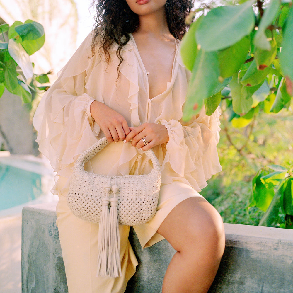 Zenia Bone Leather Handbag