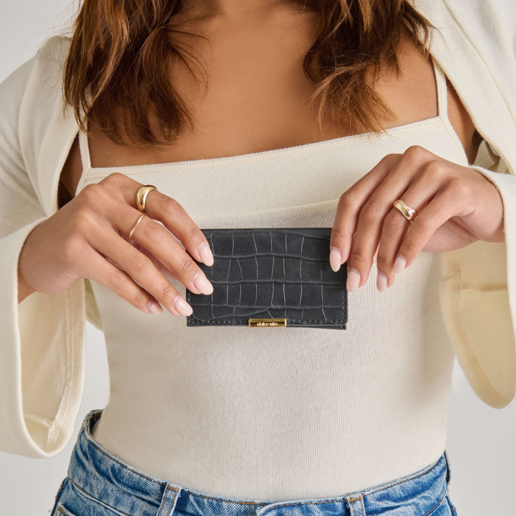 Mini-Me Grey Croco Stella Wallet