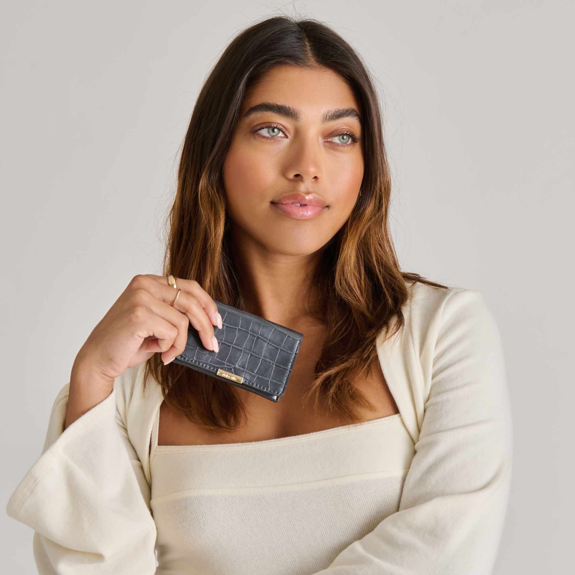 Mini-Me Grey Croco Stella Wallet