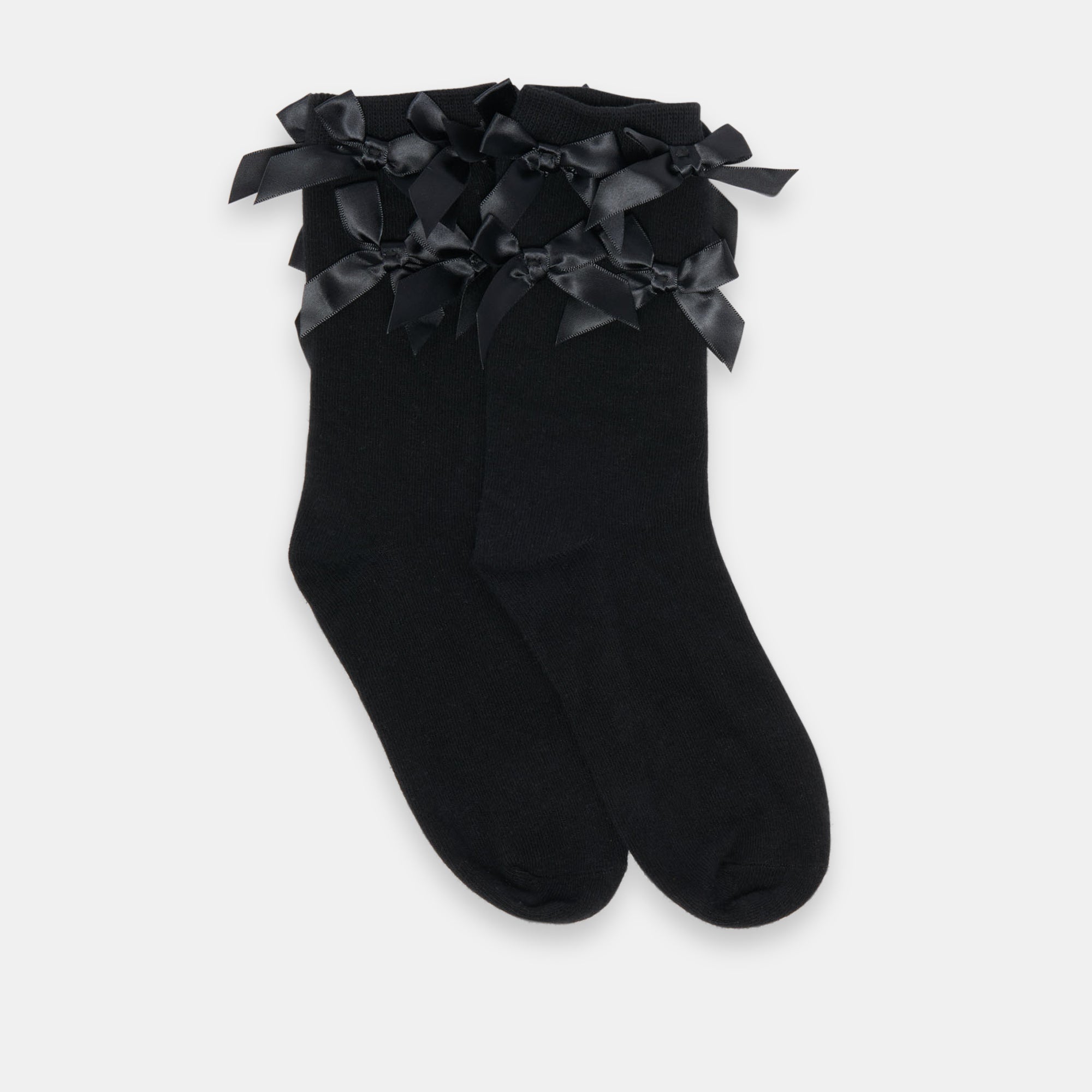 Mulit Bow Black Crew Socks