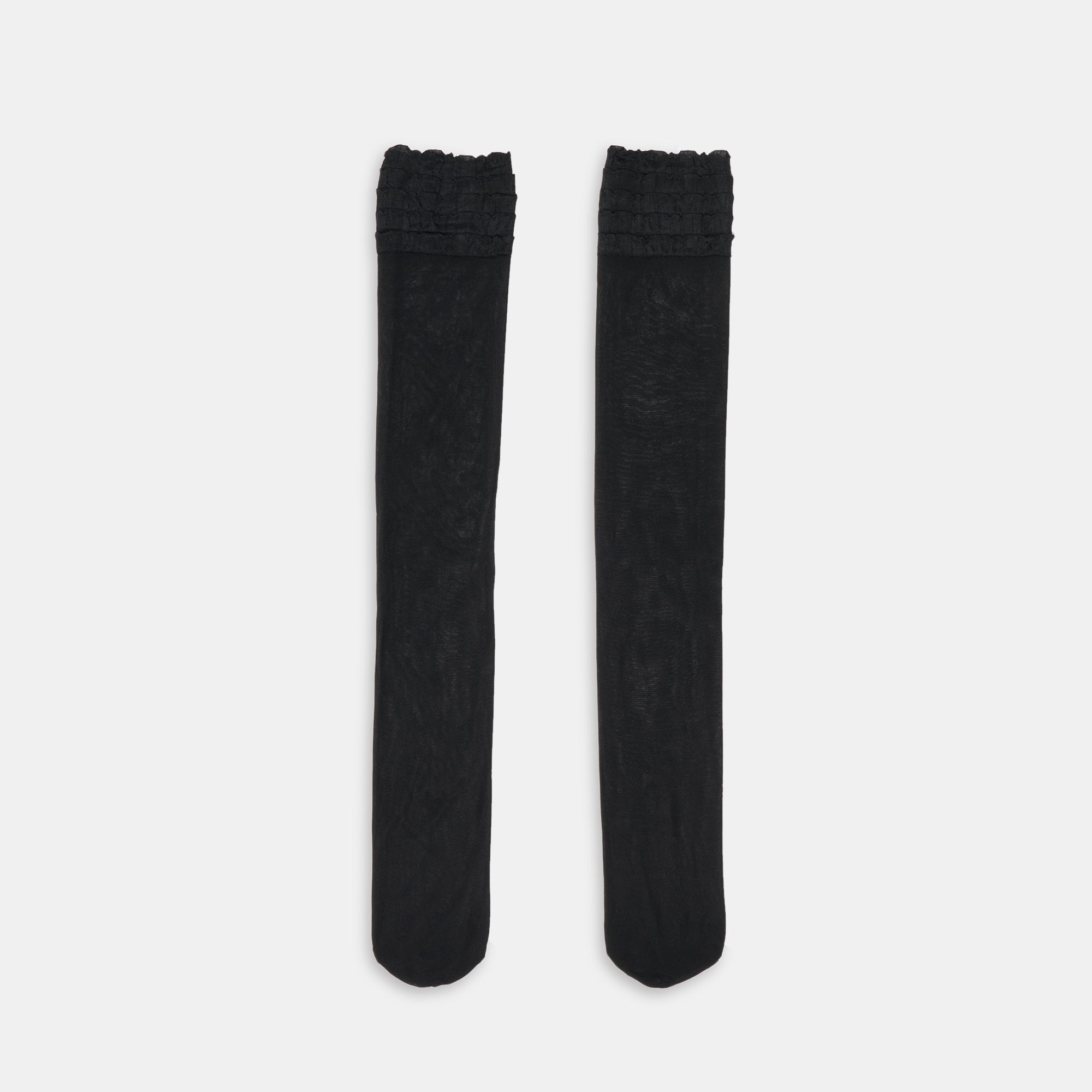 Ruffle Black Sheer Knee High Socks