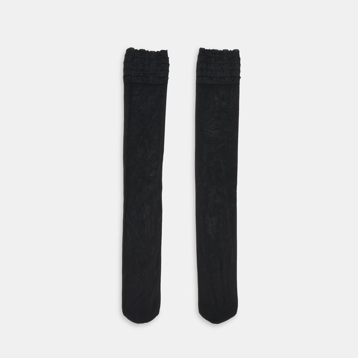 Ruffle Black Sheer Knee High Socks