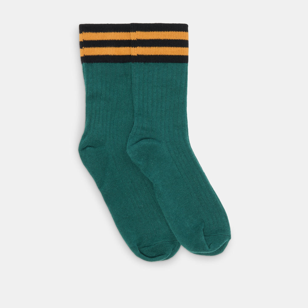 Multi Stripe Green Crew Socks