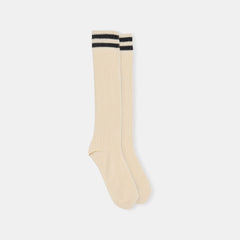 Pointelle Striped Black White Knee High Sock