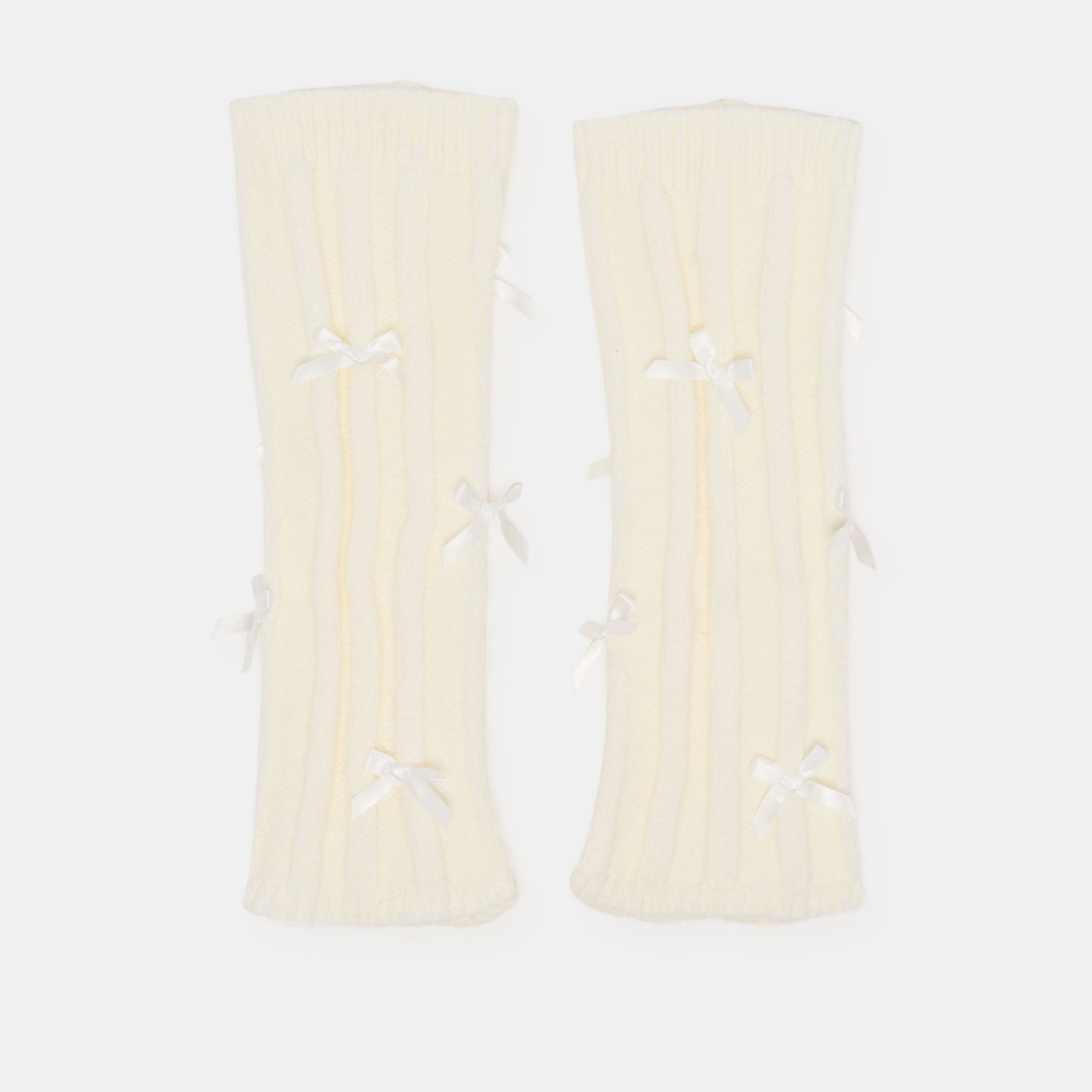 Satin Bow Ivory Leg Warmers