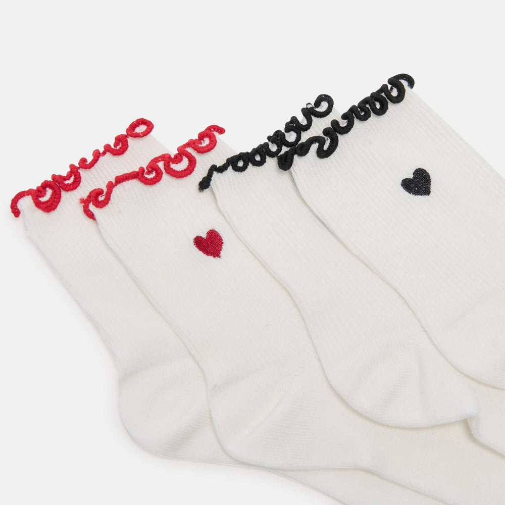 5 Pack Embroidered Rib White Black Multi Anklet Socks