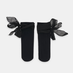 Tie Bow Black Anklet Socks