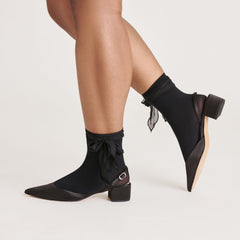 Tie Bow Black Anklet Socks