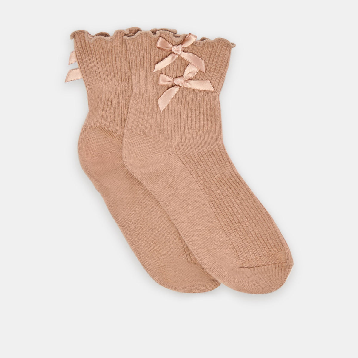 Lettuce Edge Bow Mocha Anklet Socks