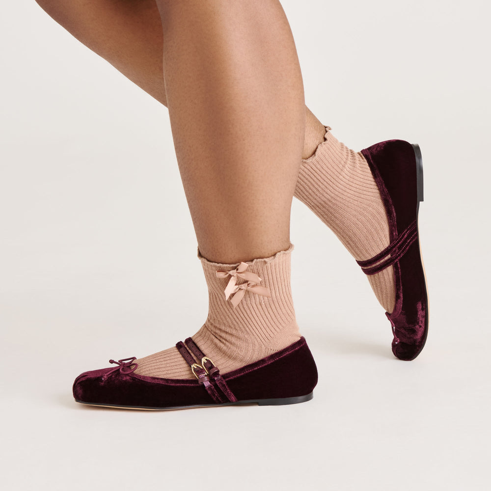 Lettuce Edge Bow Mocha Anklet Socks