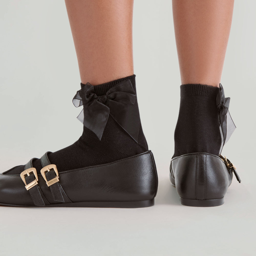 Bow Black Anklet Socks