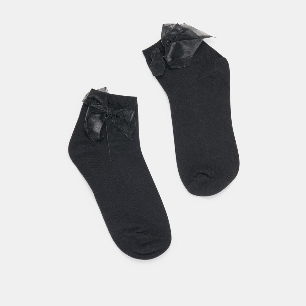Bow Black Anklet Socks