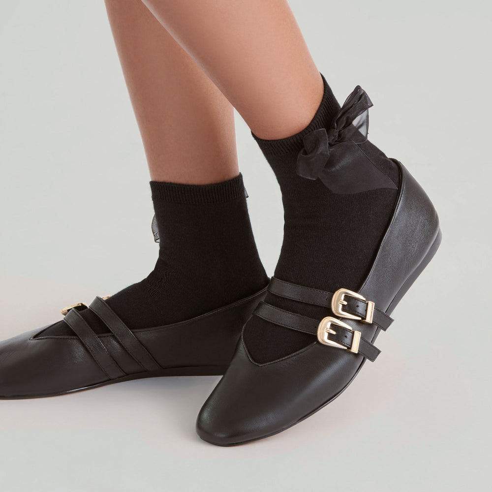 Bow Black Anklet Socks