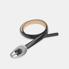 Organic Oval Black Silver Buckle Belt