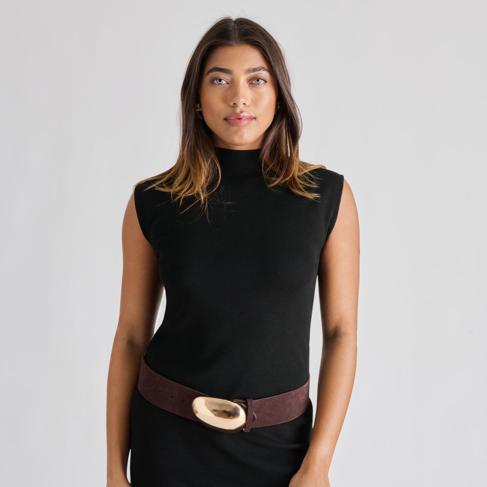 Bubble Mahogany Gold Buckle Belt