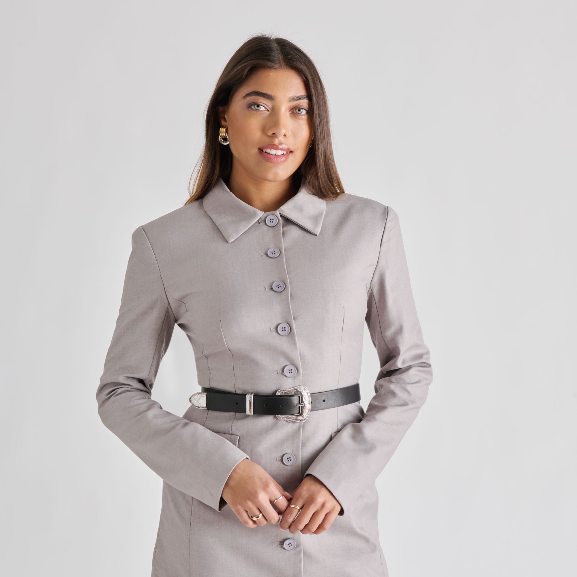 Vintage Western Black Silver Buckle Belt