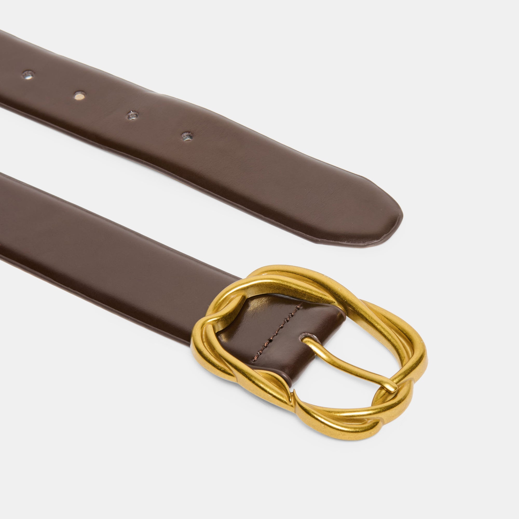 Braided Mahogany Gold Buckle Belt