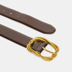 Braided Mahogany Gold Buckle Belt