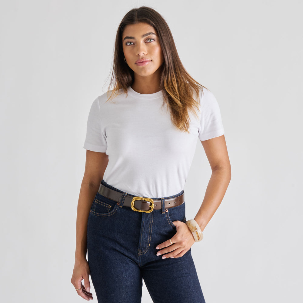 Braided Mahogany Gold Buckle Belt