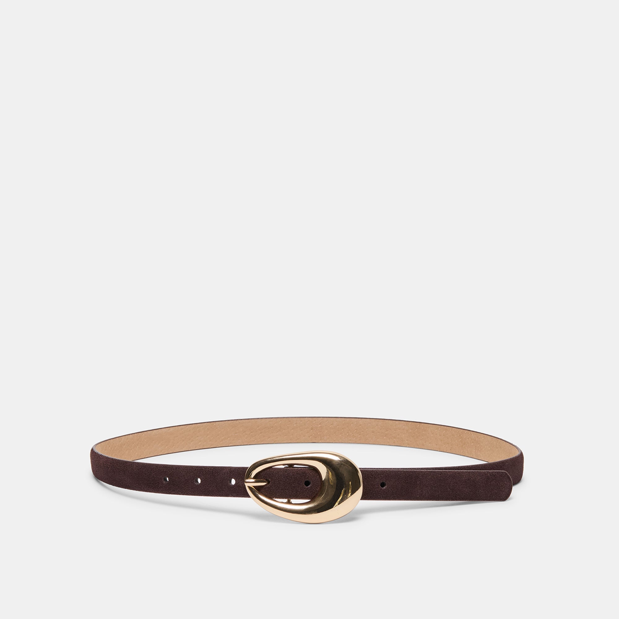 Organic Oval Mahogany Gold Buckle Belt