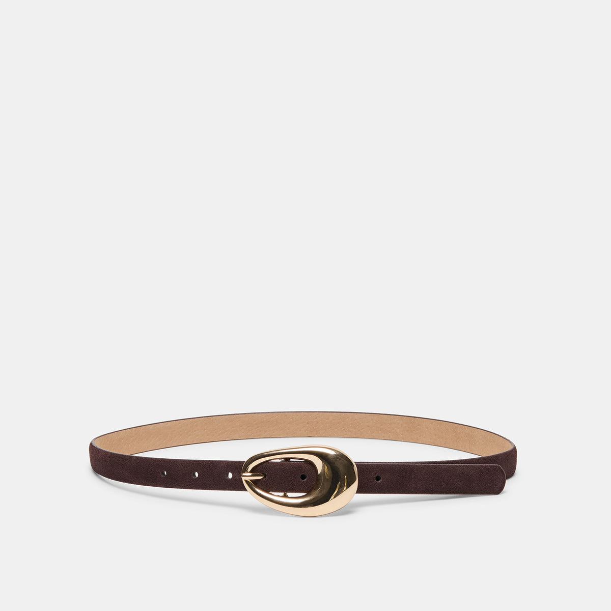 Organic Oval Mahogany Gold Buckle Belt