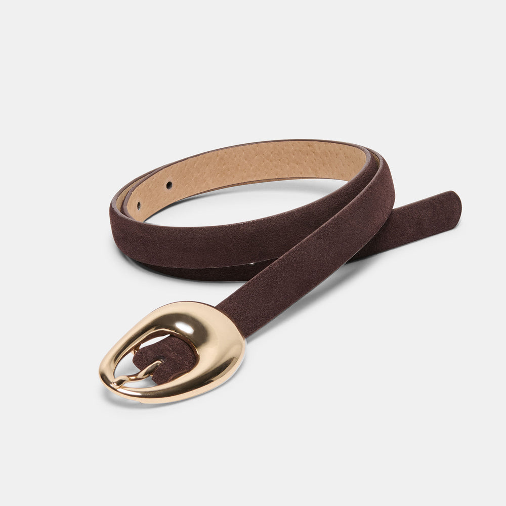 Organic Oval Mahogany Gold Buckle Belt