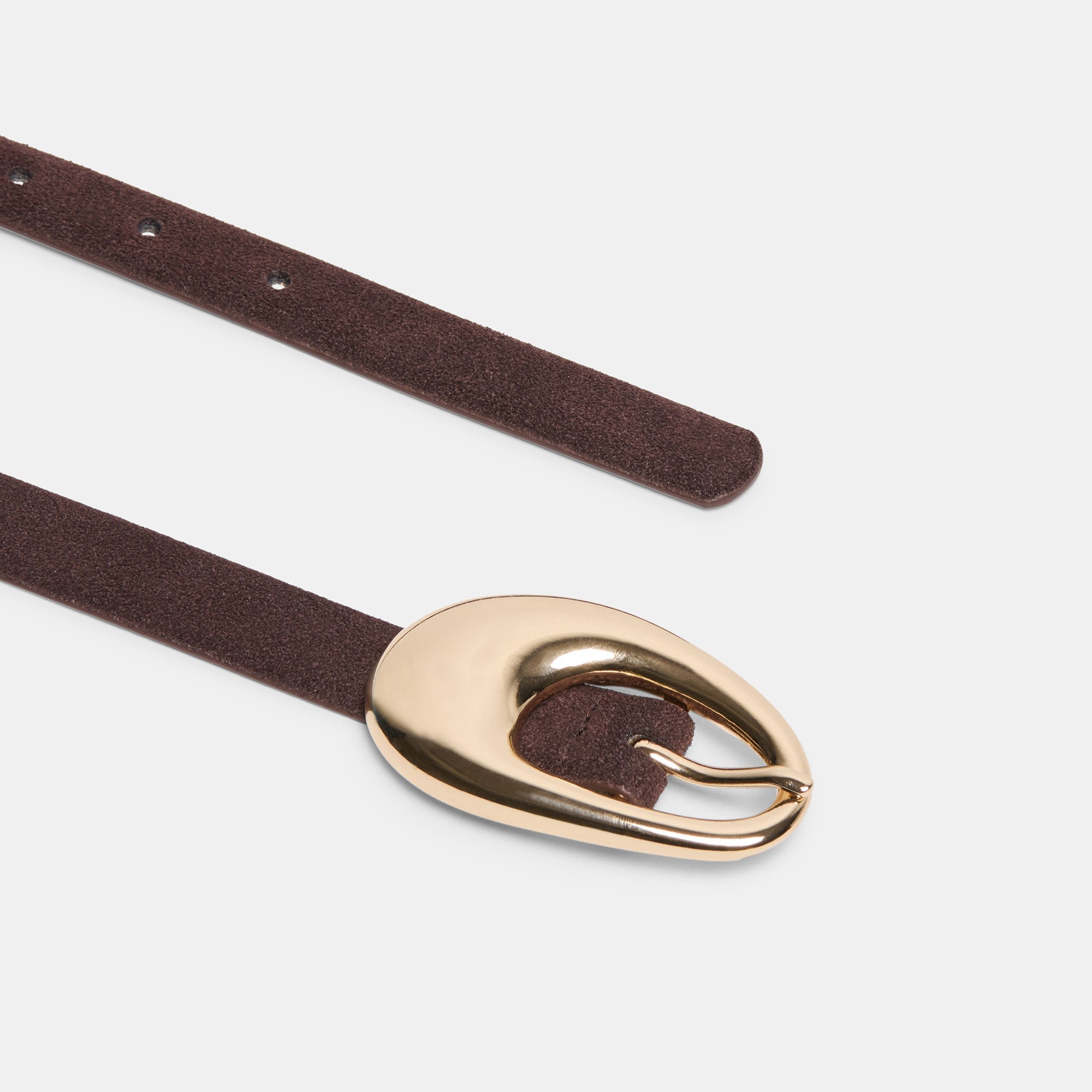 Organic Oval Mahogany Gold Buckle Belt