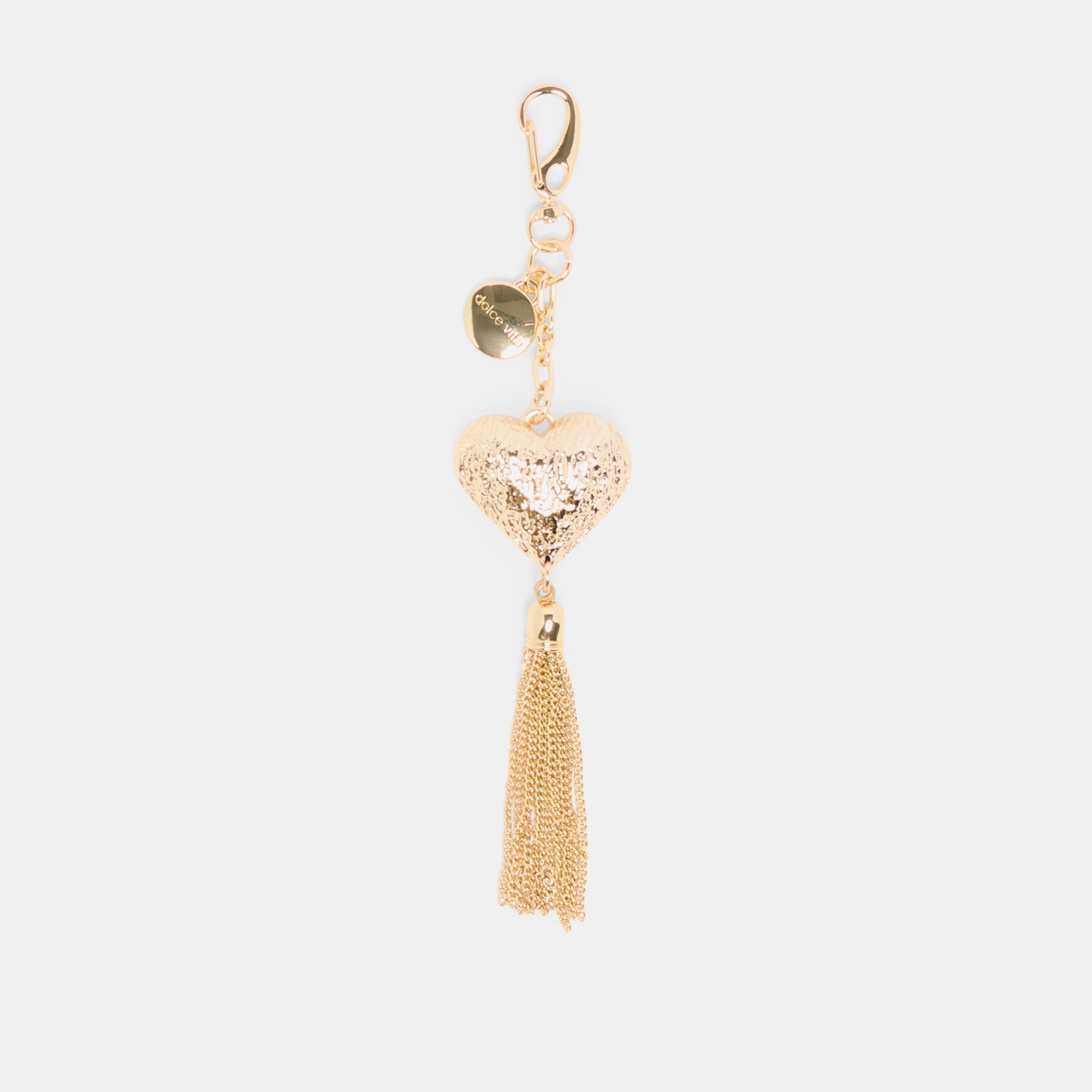 Heart Tassel Gold Bag Charm